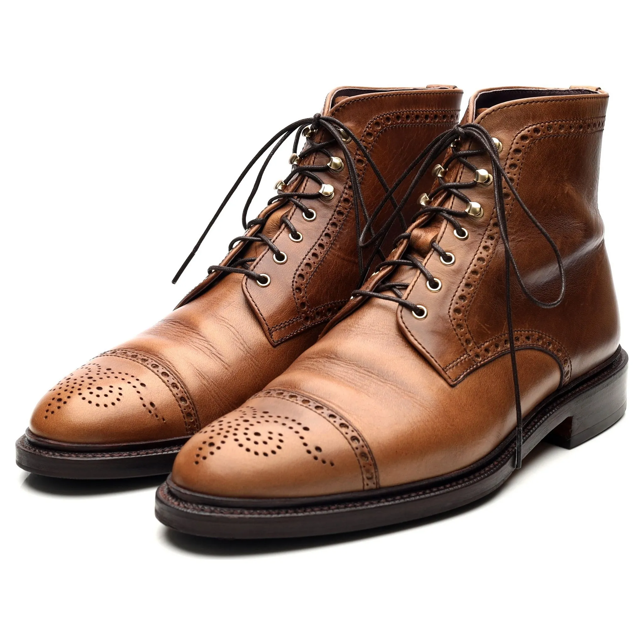 '80780' Light Brown Leather Brogue Boots UK 9 EE