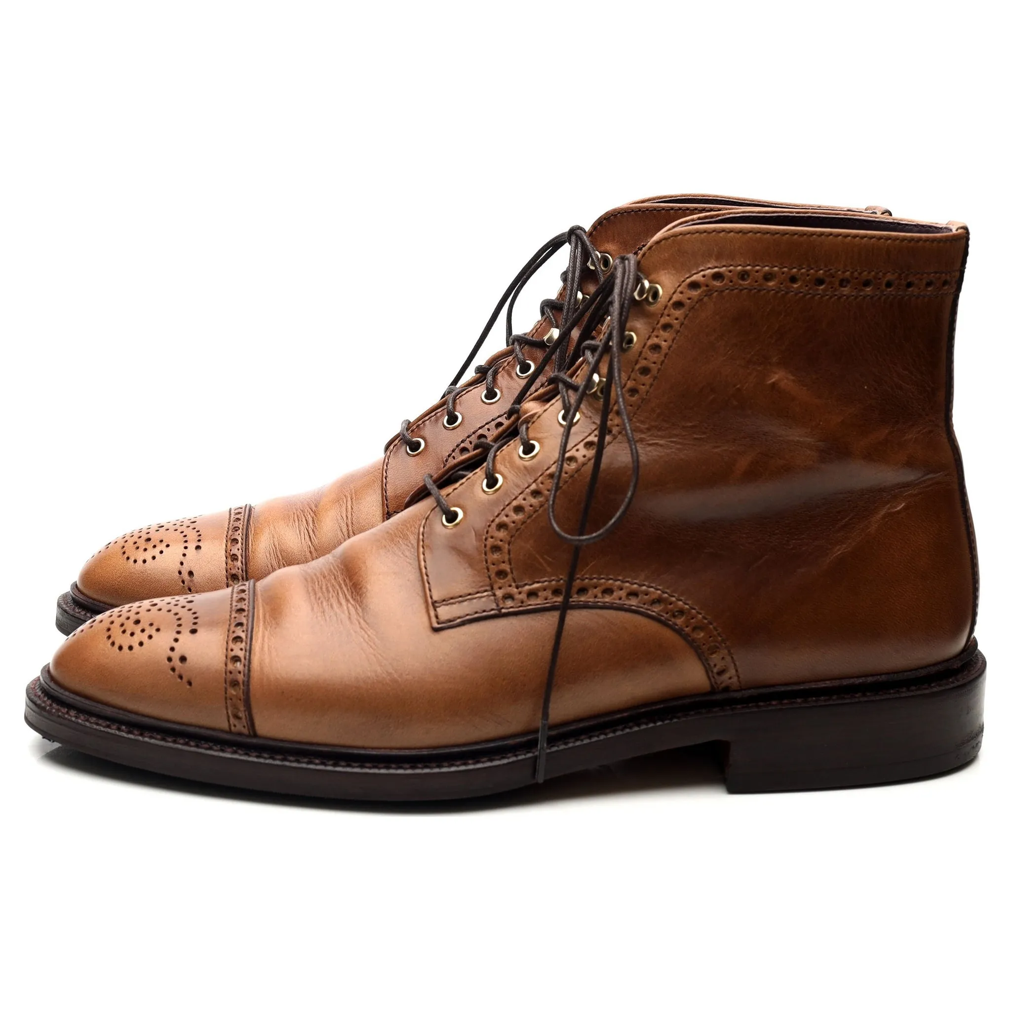 '80780' Light Brown Leather Brogue Boots UK 9 EE