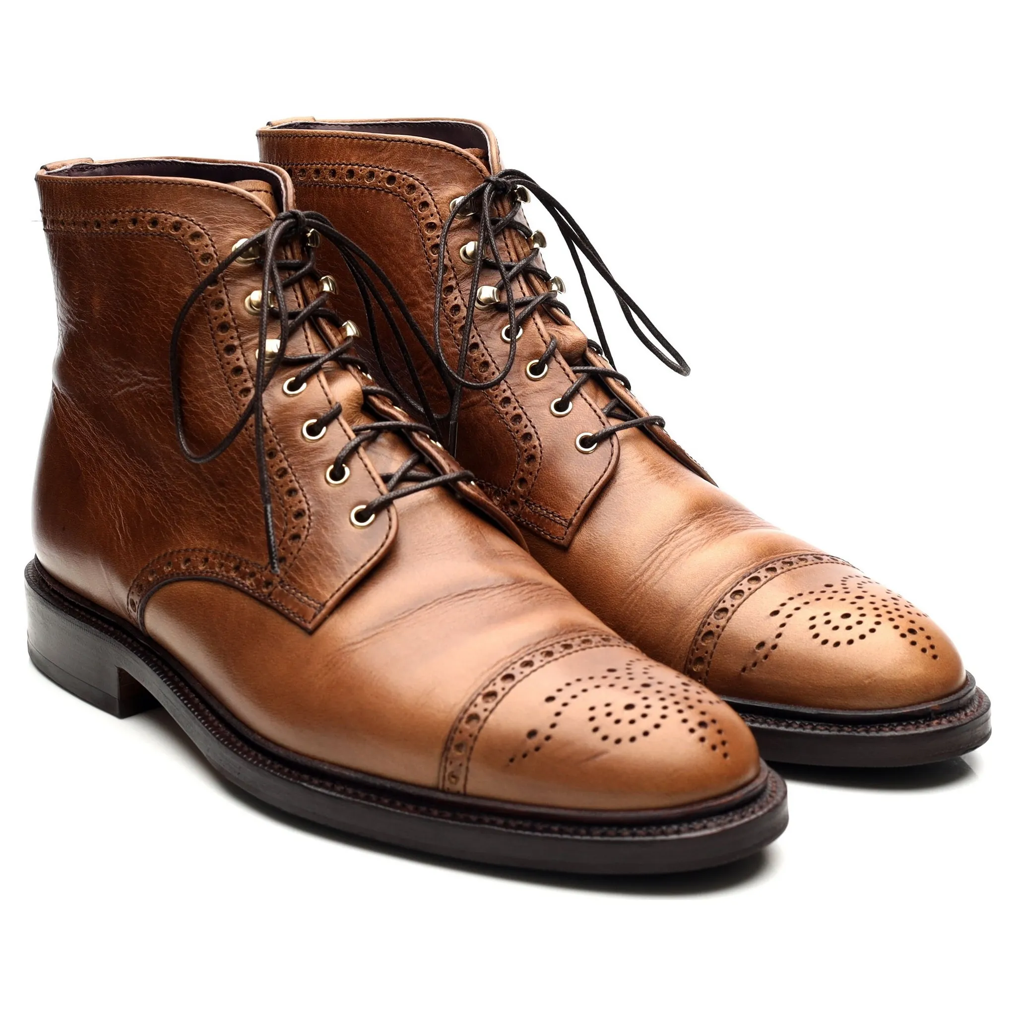 '80780' Light Brown Leather Brogue Boots UK 9 EE