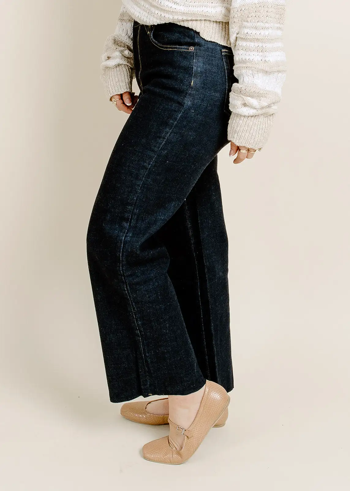 Aberdeen Wide Leg Crop - Navy