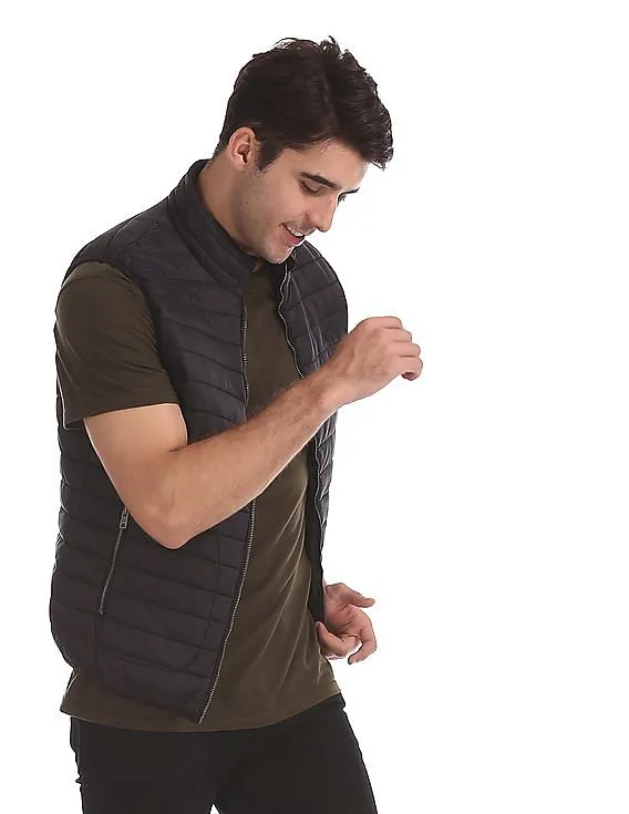 Aeropostale Black Solid Gilet Jacket