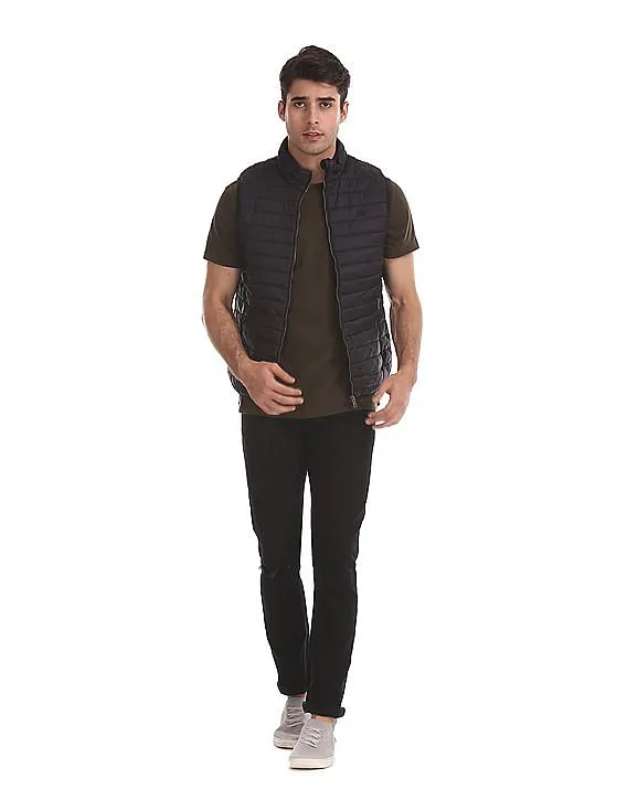 Aeropostale Black Solid Gilet Jacket