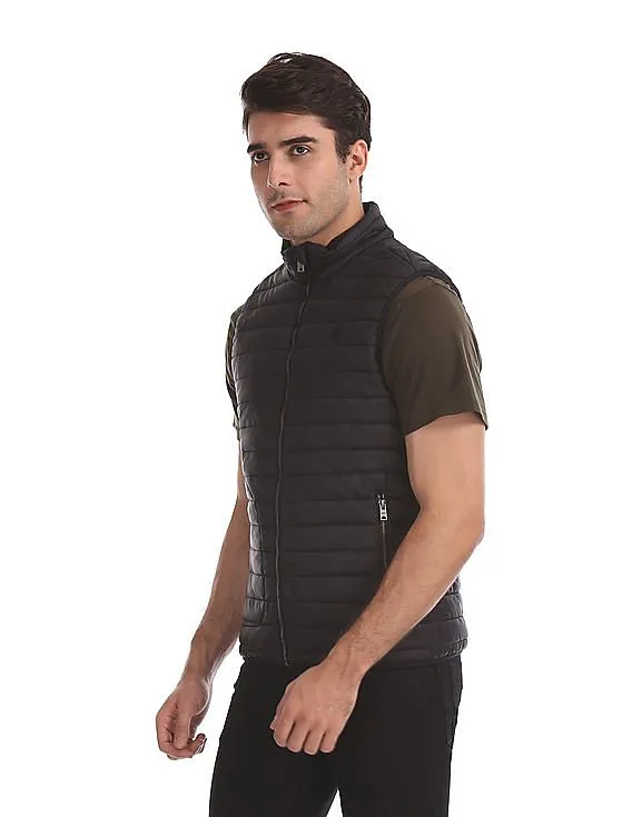 Aeropostale Black Solid Gilet Jacket