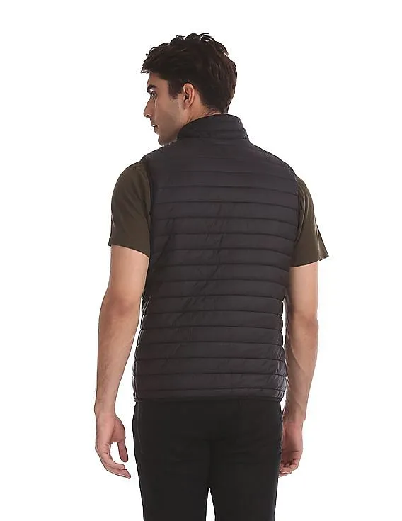 Aeropostale Black Solid Gilet Jacket