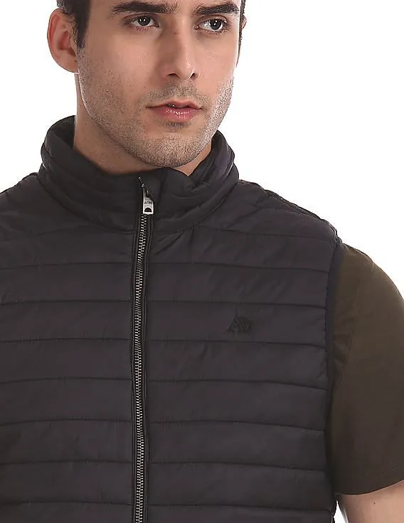 Aeropostale Black Solid Gilet Jacket