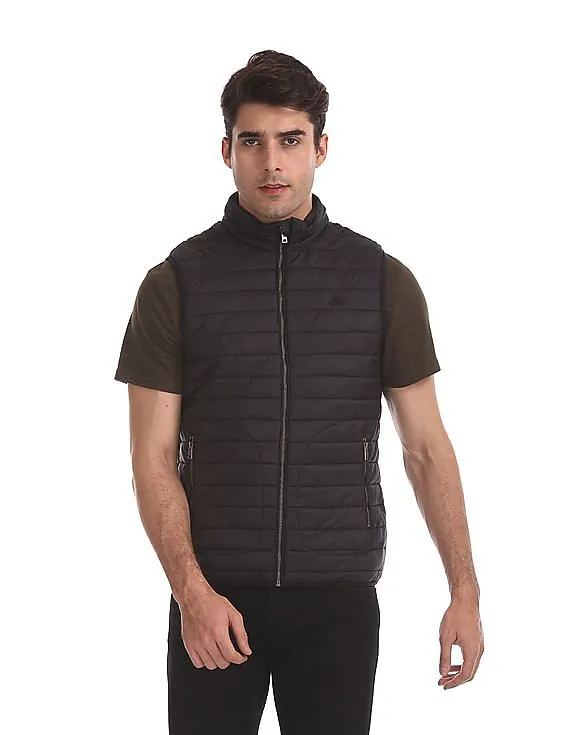 Aeropostale Black Solid Gilet Jacket