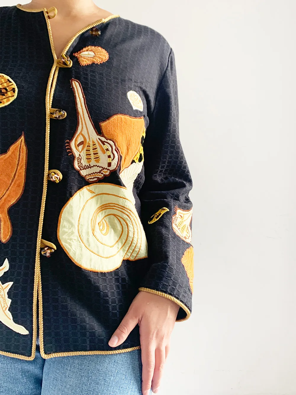 Allure Shell Embroidered Patch Jacket