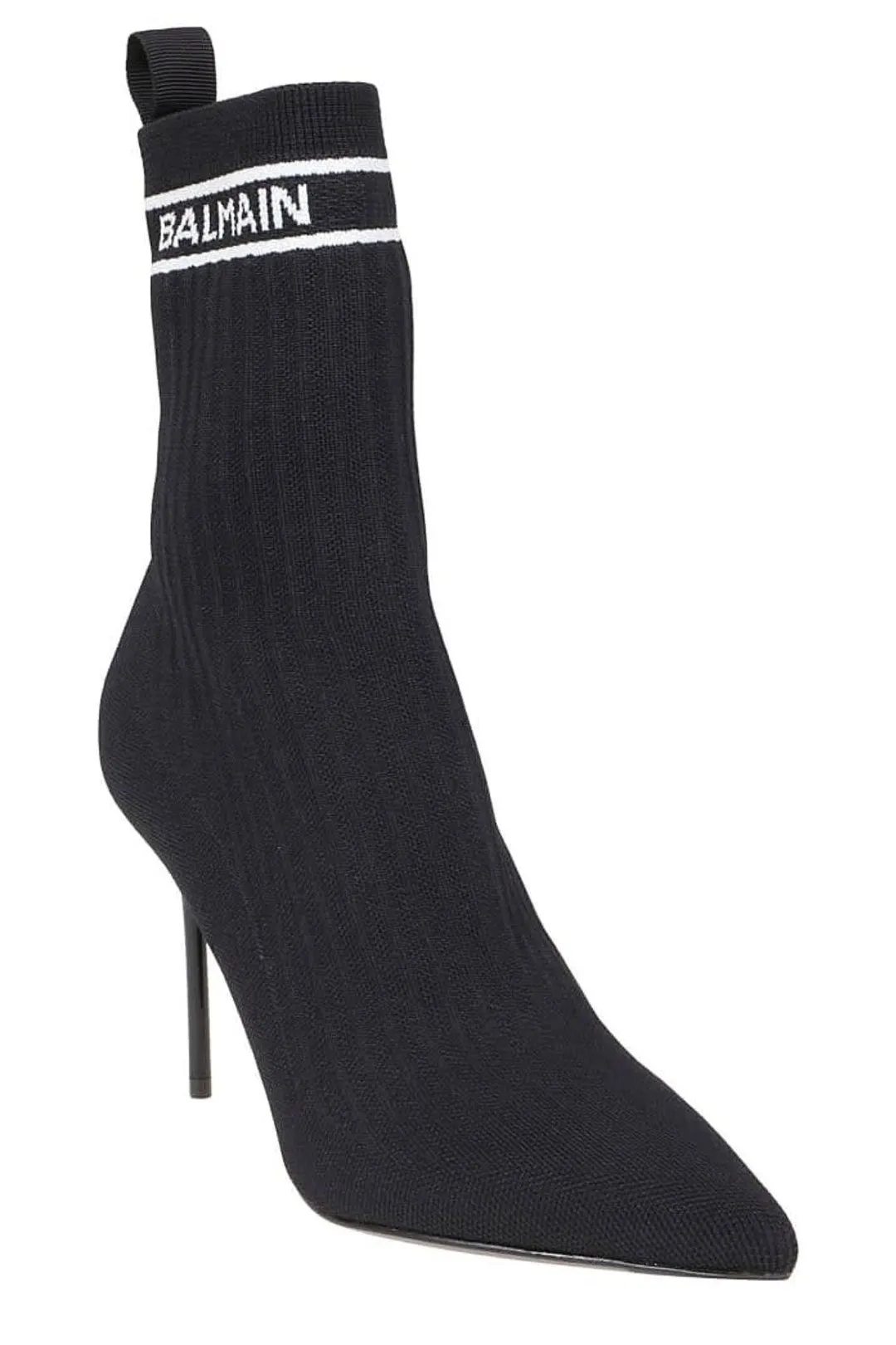 Balmain Logo Intarsia Sock Ankle Boots