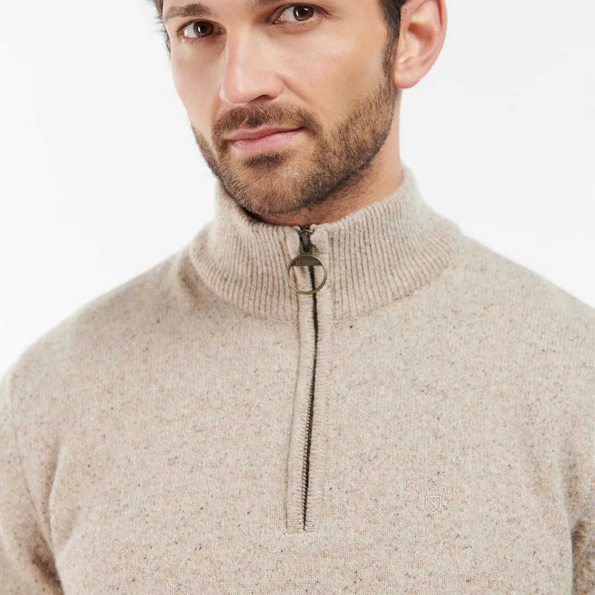 Barbour - Tisbury Half Zip Jumper in Stone