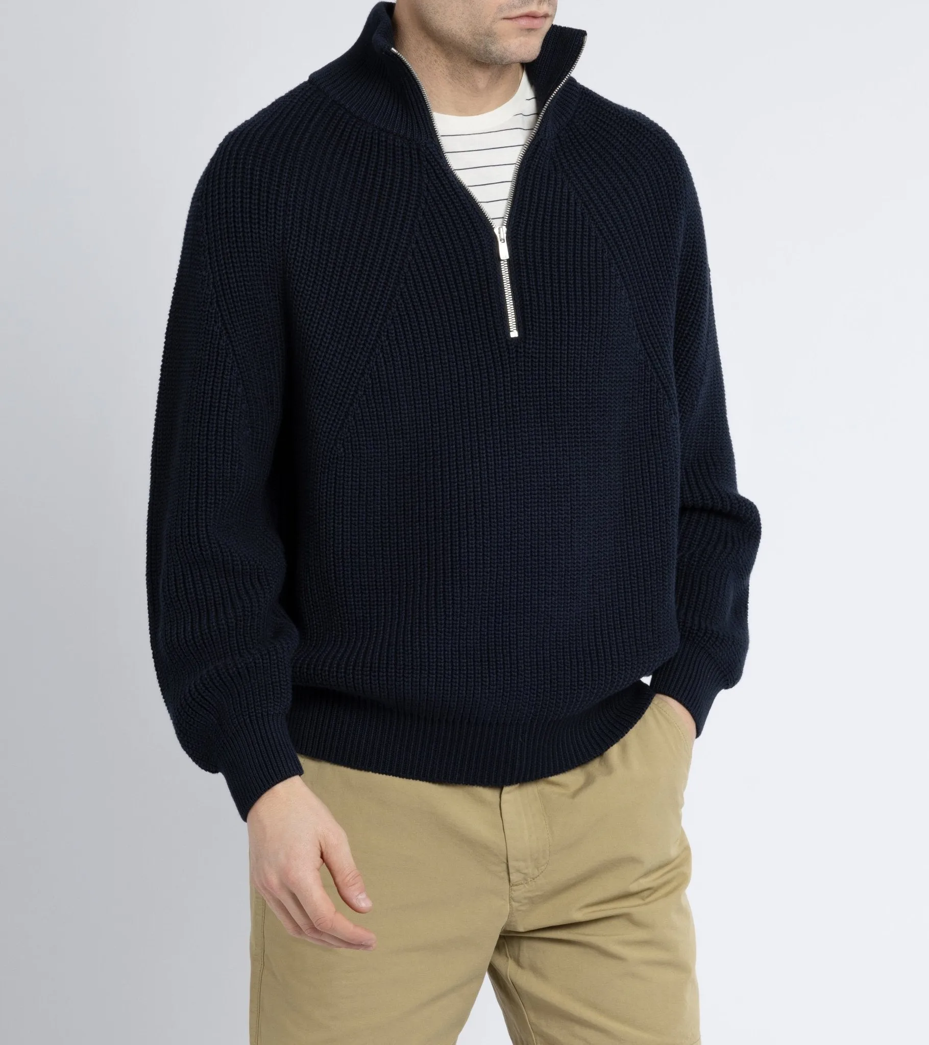 Batoner Signature Half-Zip Cotton Sweater: Dark Blue