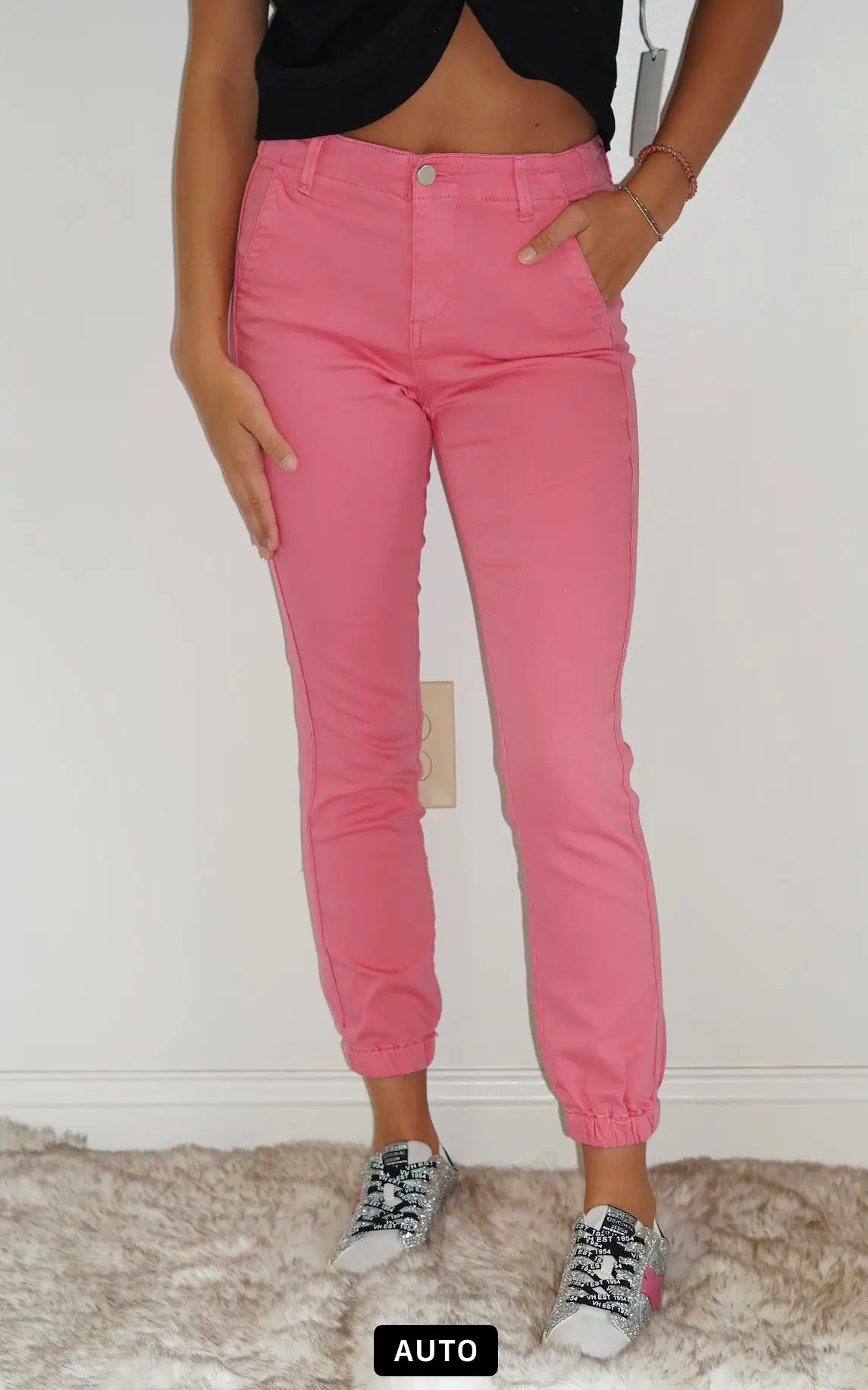 Belle High Rise Pink Jogger Jeans