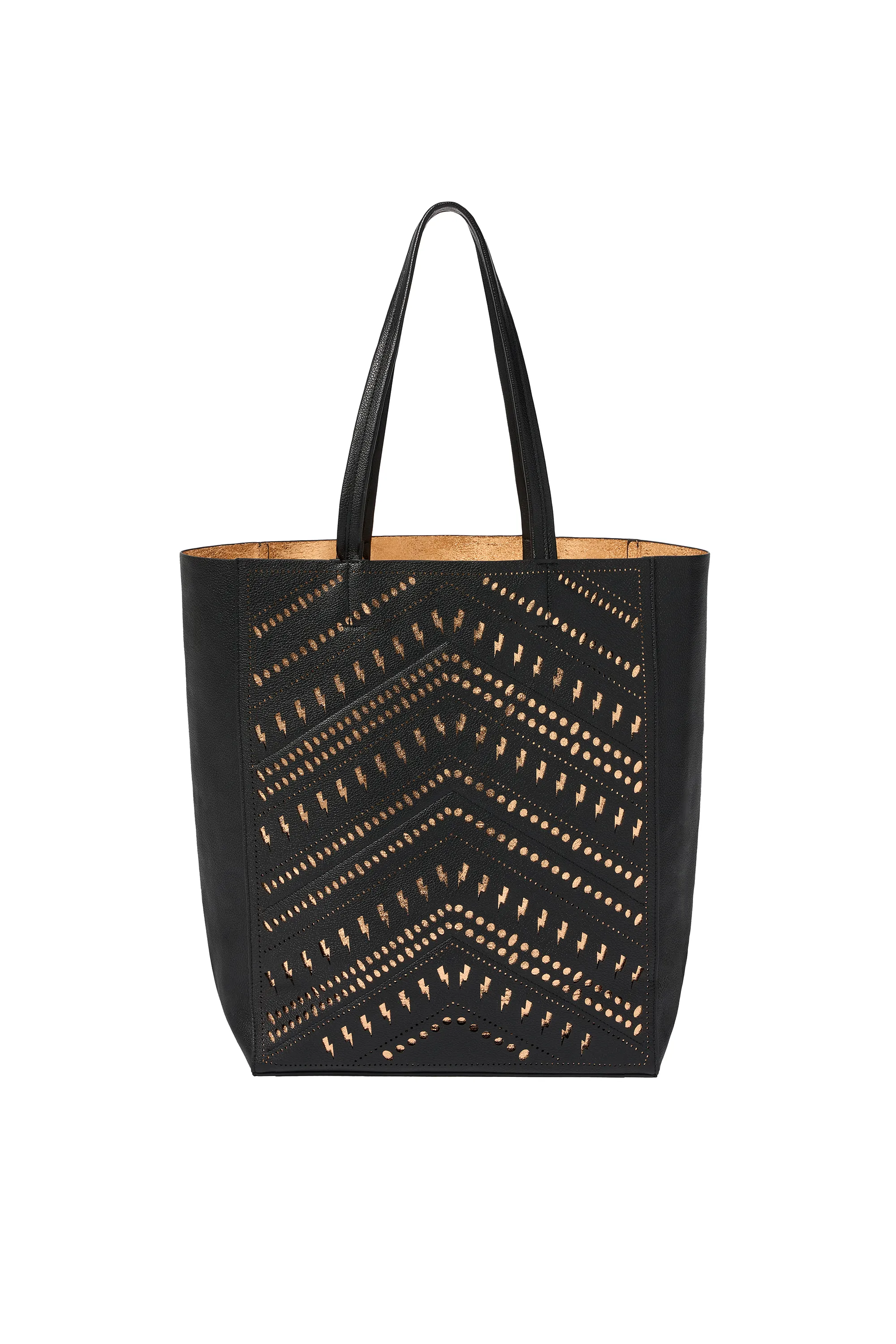 Black with Gold Lightning Bolt Laser Cut Tote Bag