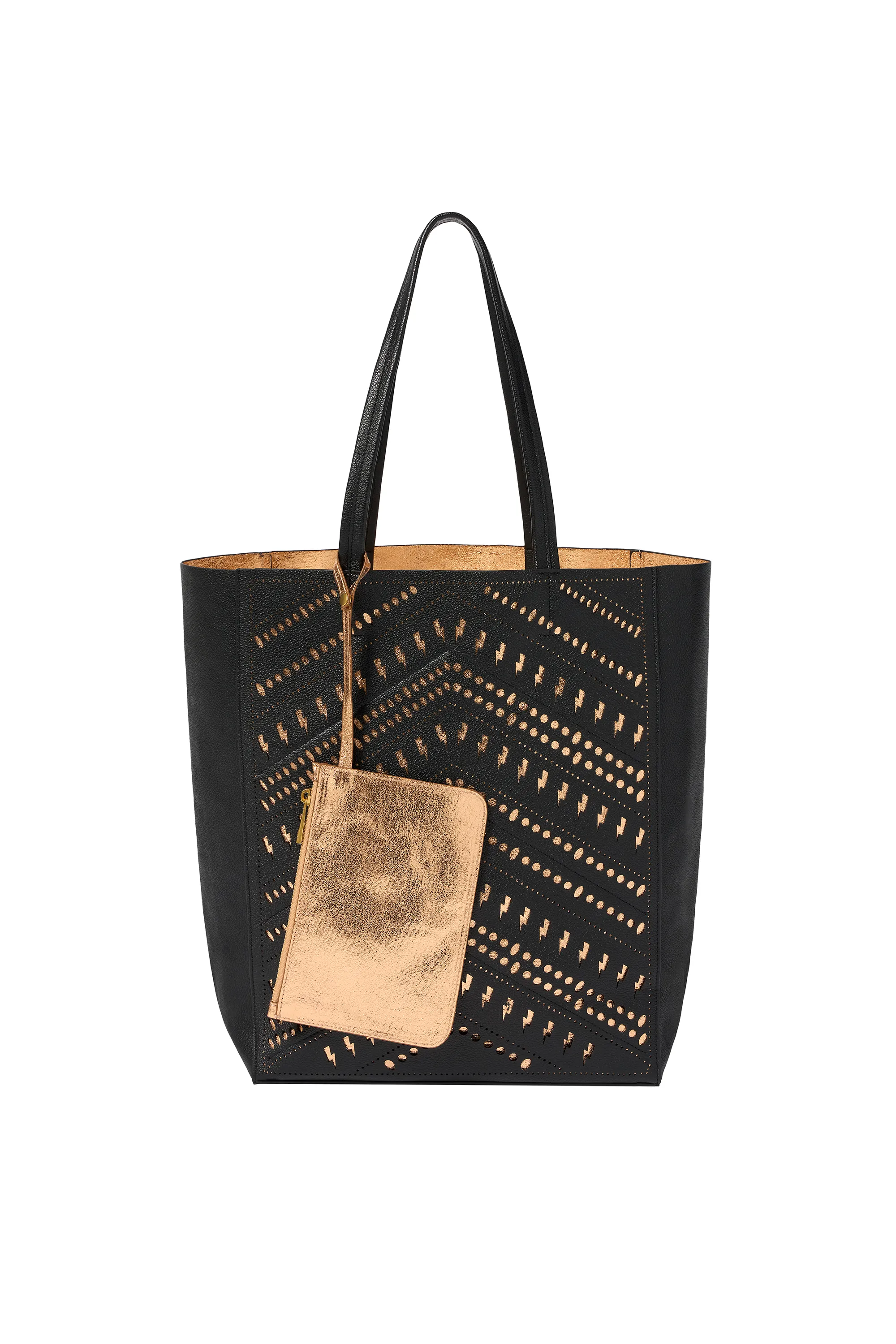 Black with Gold Lightning Bolt Laser Cut Tote Bag