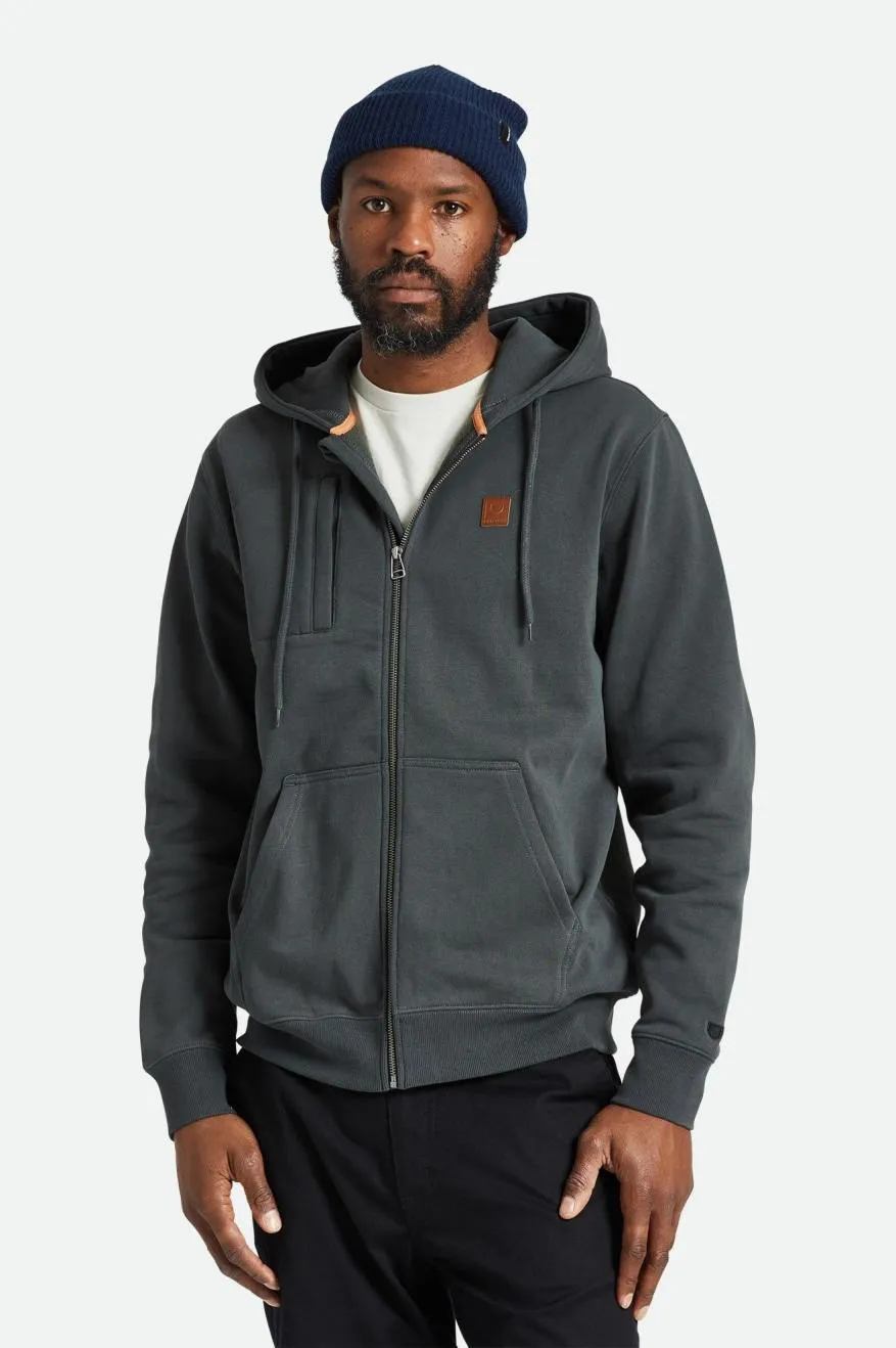 Builders Water Resistant Heavyweight Fleece Full Zip Hood - Washed Black