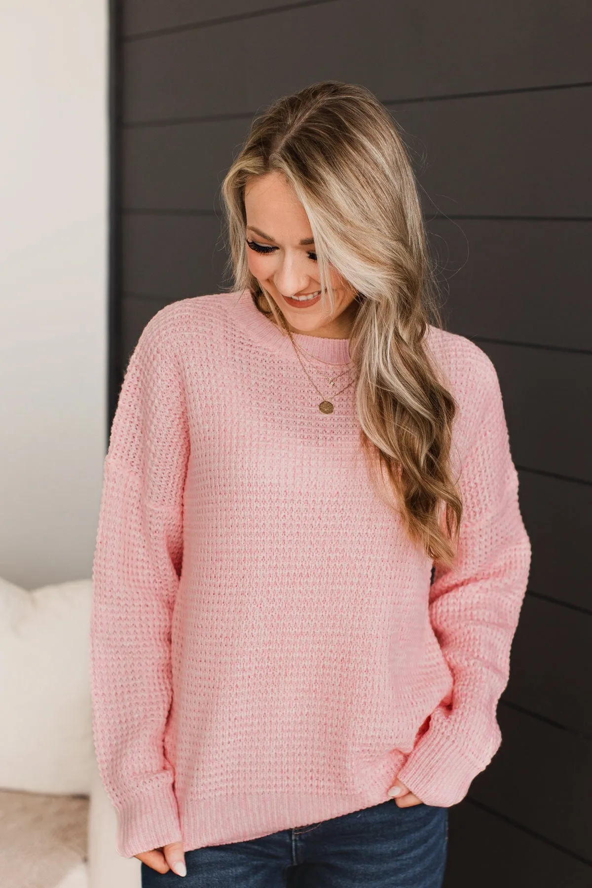 Captivating In Color Knit Sweater- Baby Pink