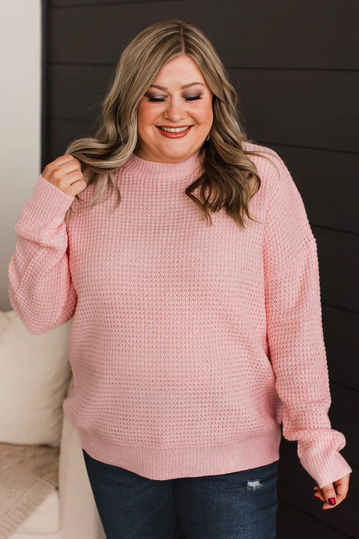 Captivating In Color Knit Sweater- Baby Pink