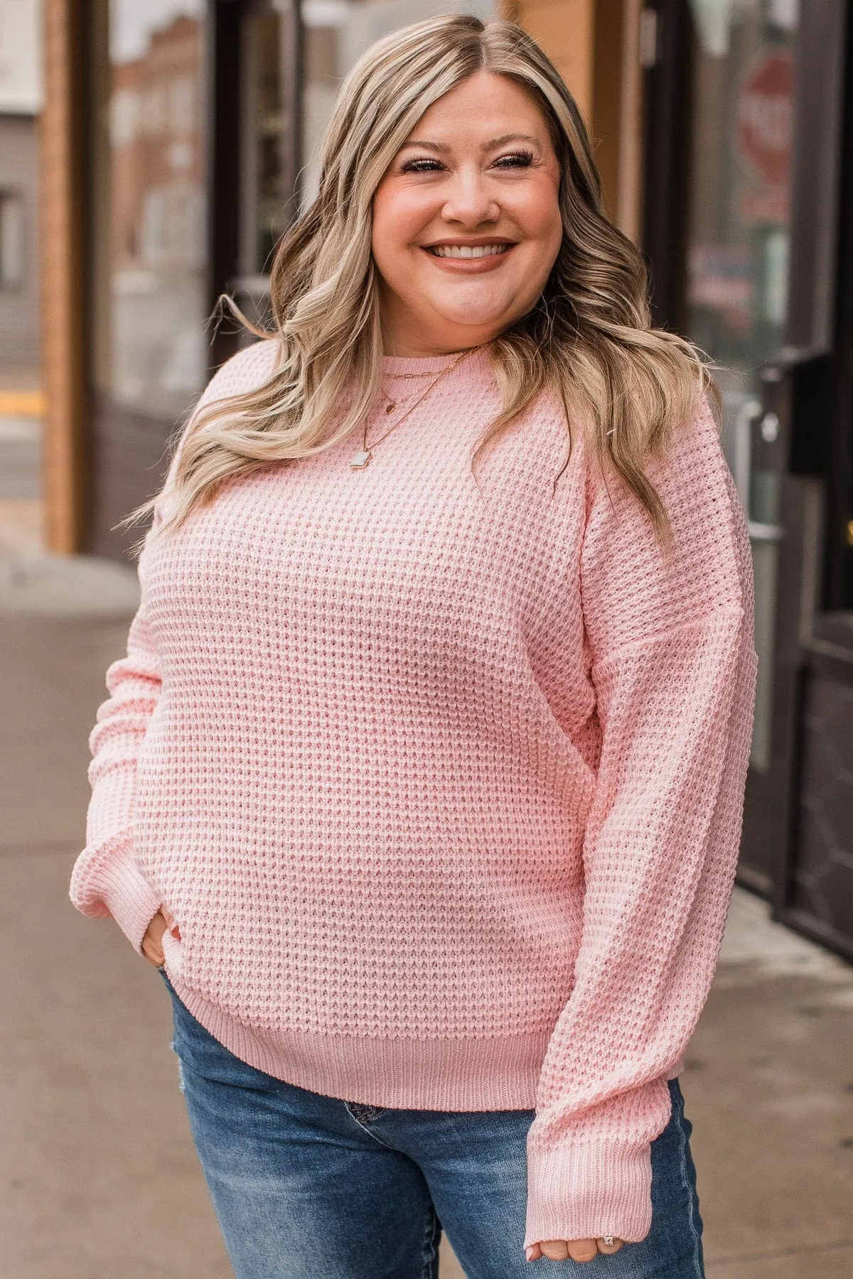 Captivating In Color Knit Sweater- Baby Pink