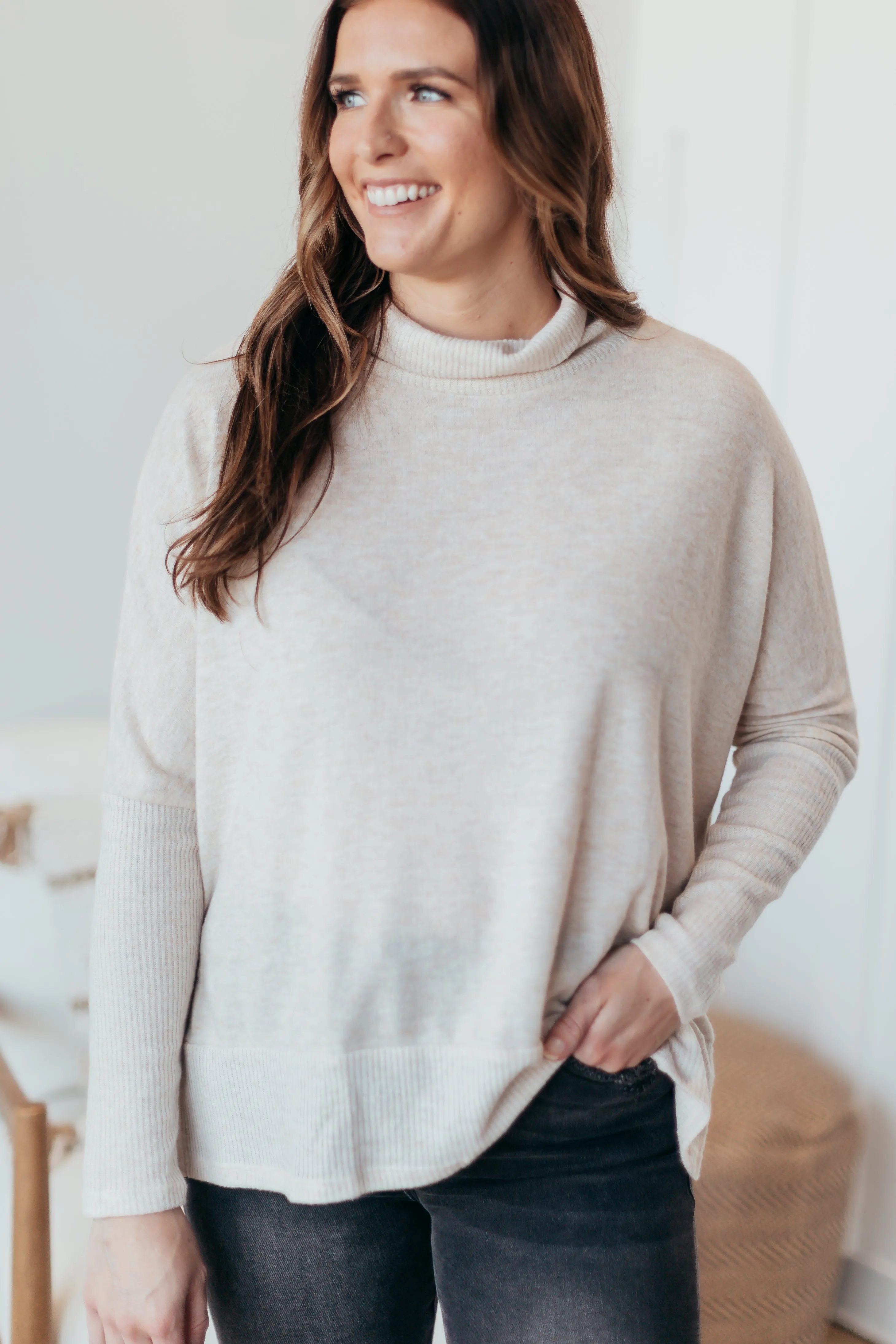 Cherish Brushed Knit Turtleneck Sweater - 2 Colors