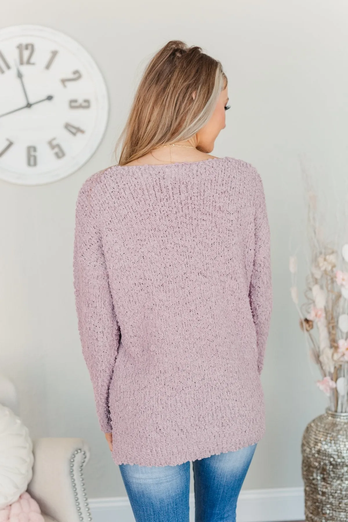 Conquer The Cold Popcorn Knit Sweater- Lavender