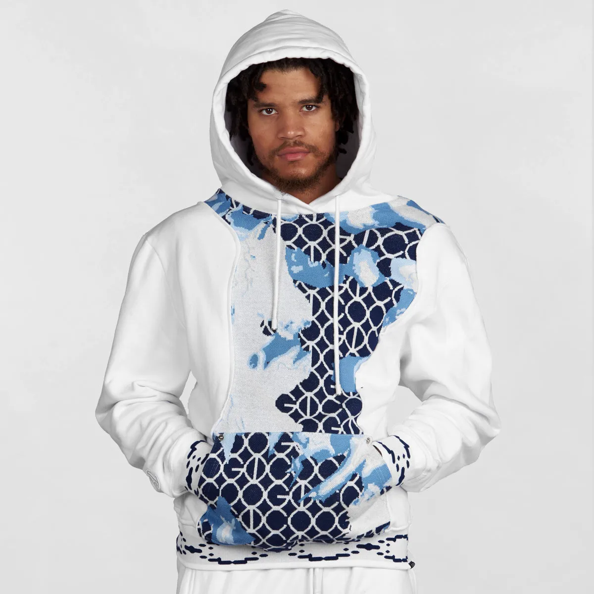 COOGI LINK (MIXED-MEDIA SWEATER PIECED) FLEECE HOODY