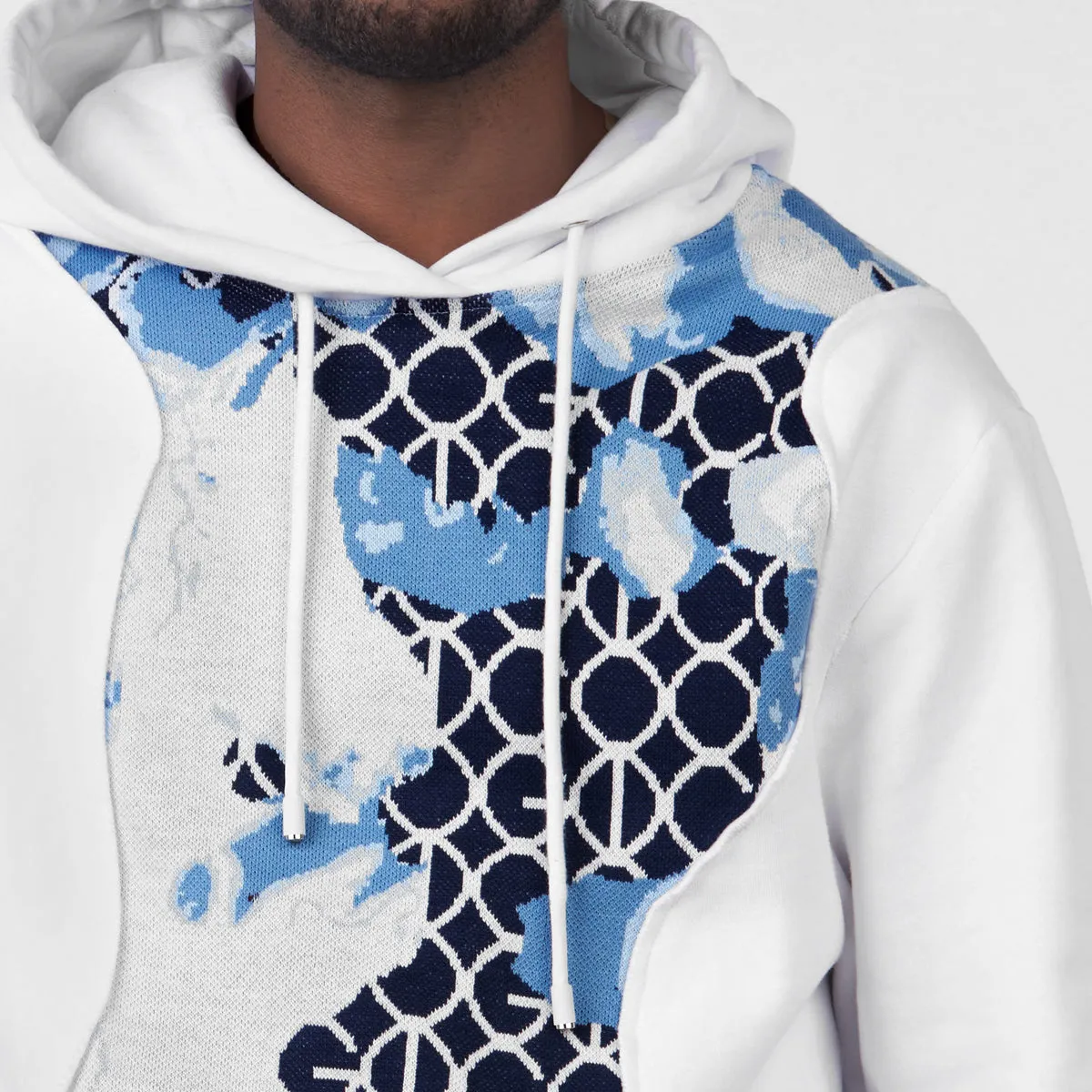 COOGI LINK (MIXED-MEDIA SWEATER PIECED) FLEECE HOODY