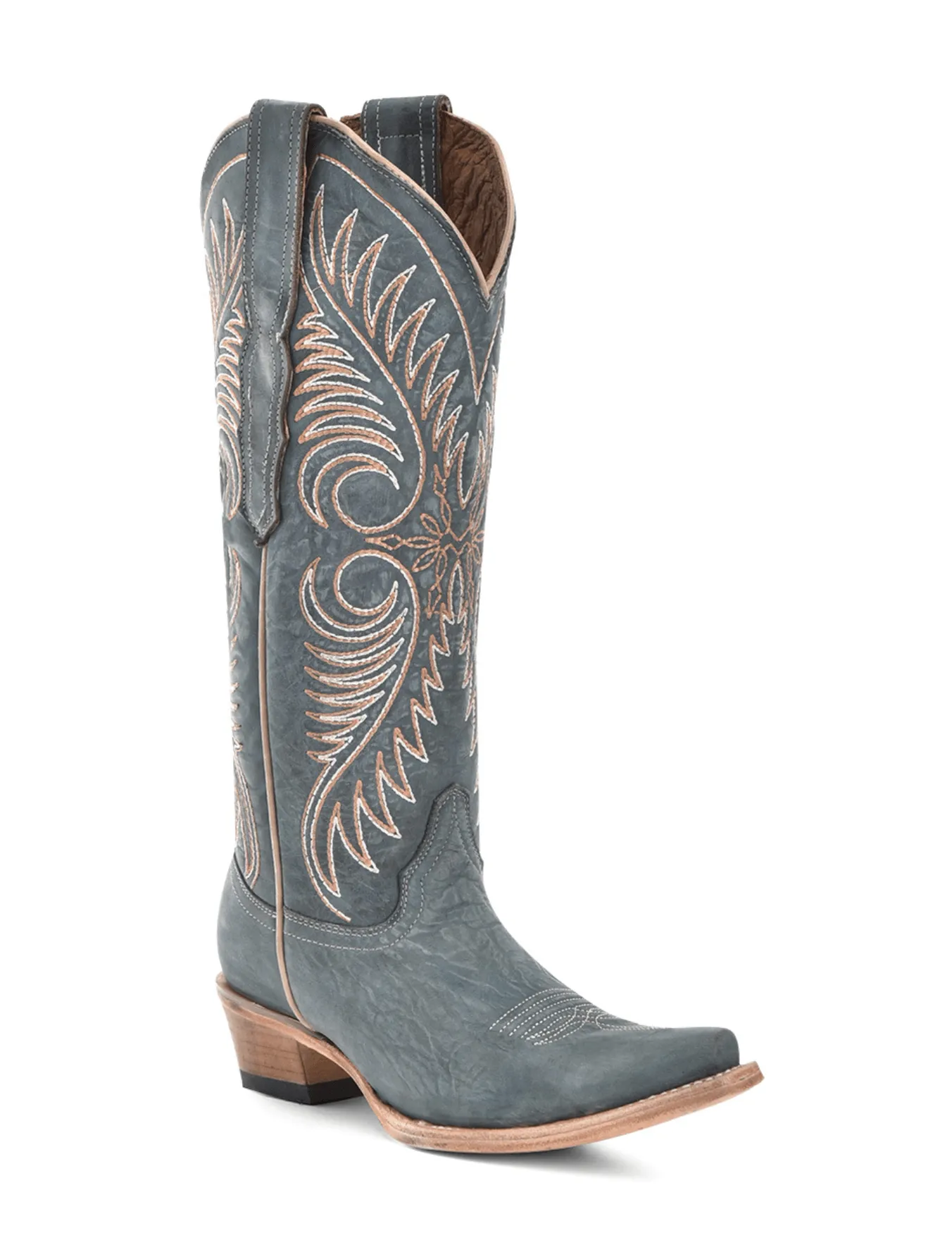 Corral Womens Distressed Blue Embroidered Boots