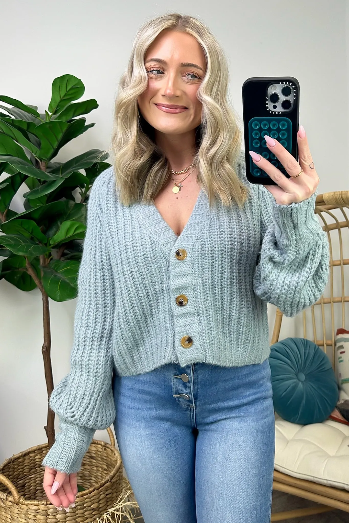 Cozy Addition Button Down Crop Cardigan - FINAL SALE