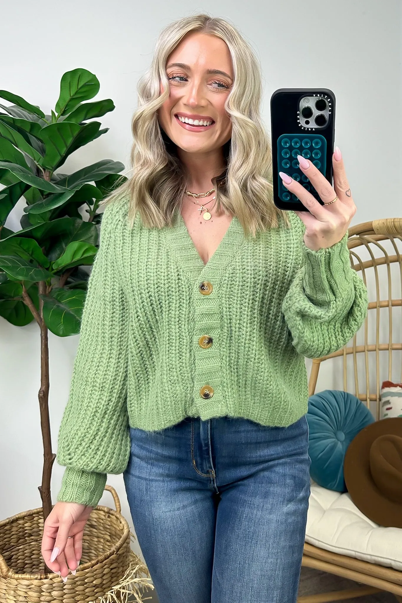 Cozy Addition Button Down Crop Cardigan - FINAL SALE