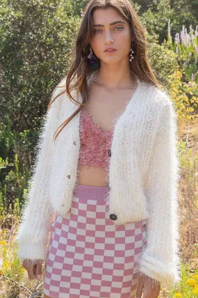 Cropped Fuzzy Cardigan