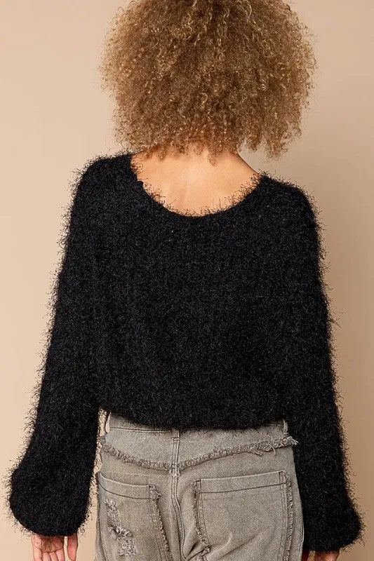 Cropped Fuzzy Cardigan