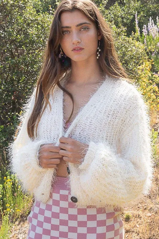 Cropped Fuzzy Cardigan