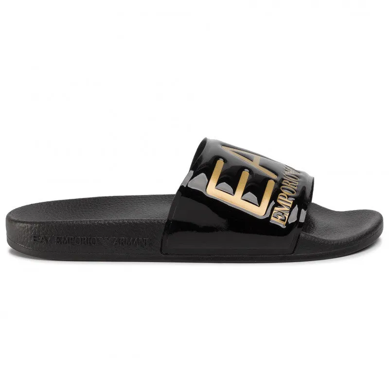 EA7 Shiney Black & Gold Slippers