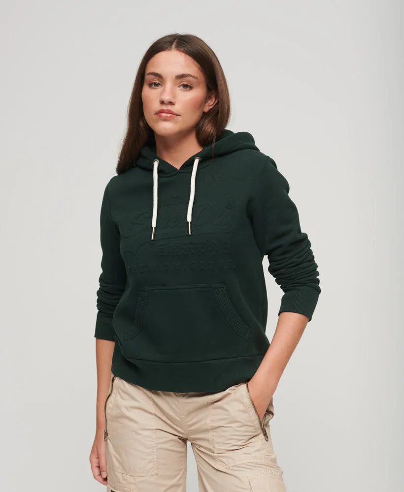 Embossed Vintage Logo Hoodie | Academy Dark Green