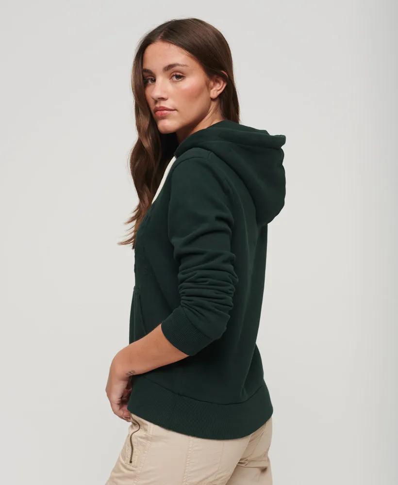 Embossed Vintage Logo Hoodie | Academy Dark Green