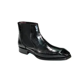 Emilio Franco Giotto Men's Shoes Black Calf Embossed Leather Boots (EF1232)