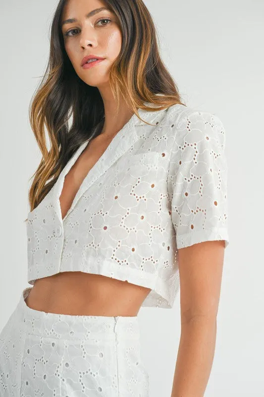 Eyelet Lace Jacket & Shorts Set