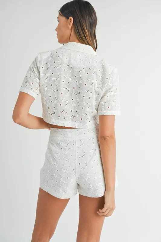 Eyelet Lace Jacket & Shorts Set