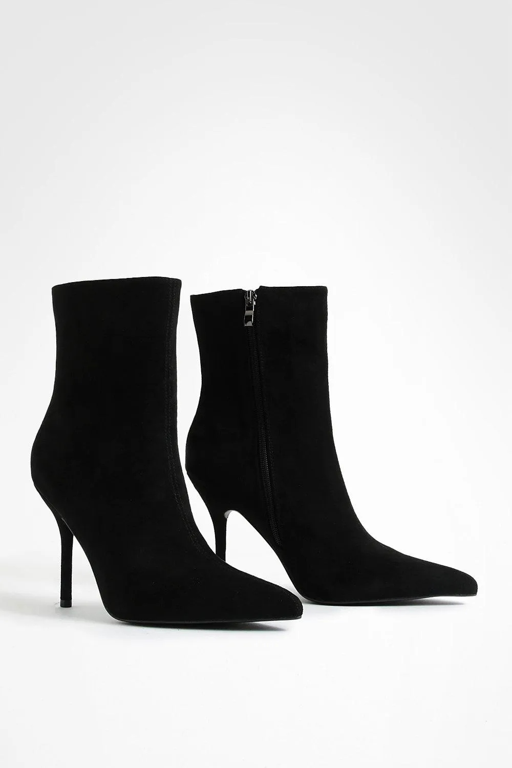 Faux Suede Stiletto Pointed Ankle Boots