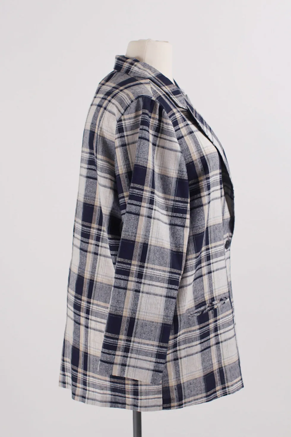 FB Blue Plaid Blazer Jacket