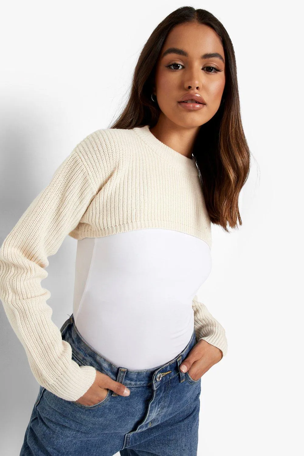 Fisherman Knitted Super Cropped Sweater