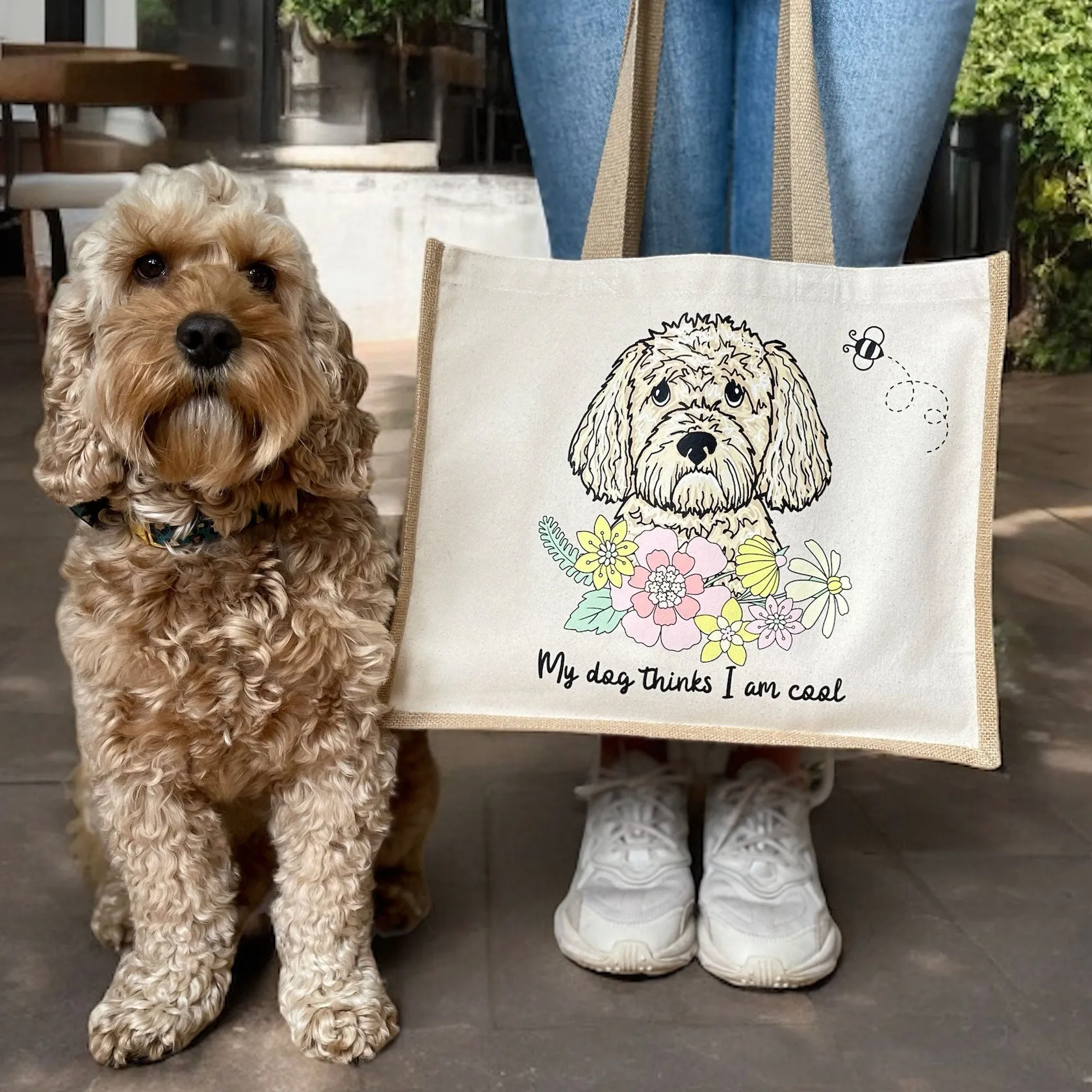 Floral crest Jute Tote Bag