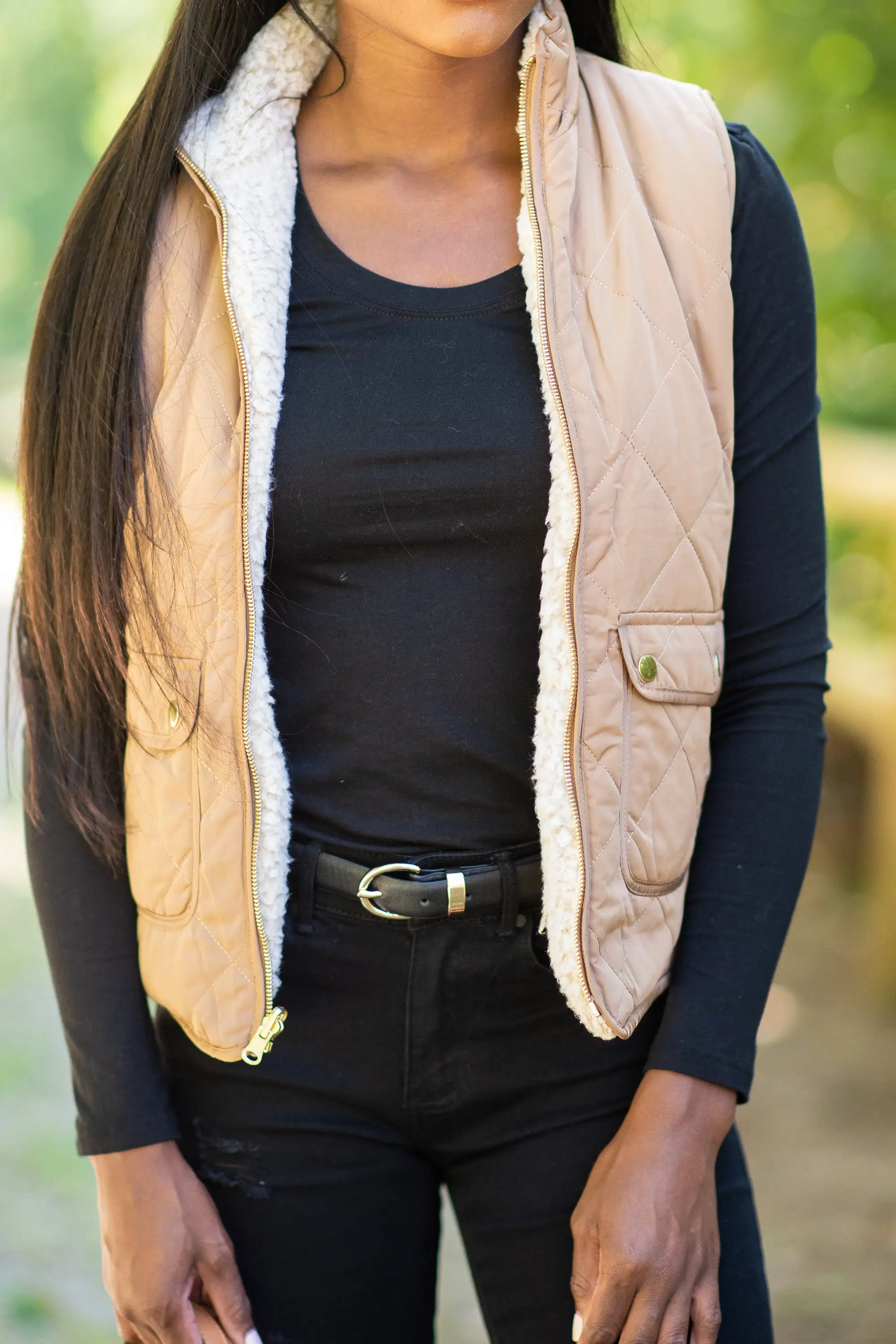 Follow The Trail Camel Brown Puffer Vest