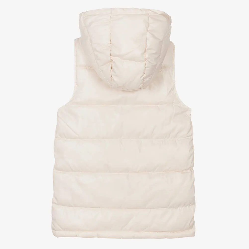 Girls Ivory Hooded Gilet Jacket