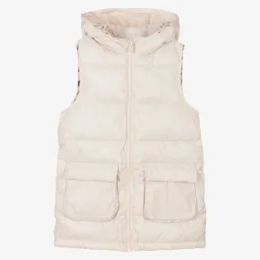 Girls Ivory Hooded Gilet Jacket