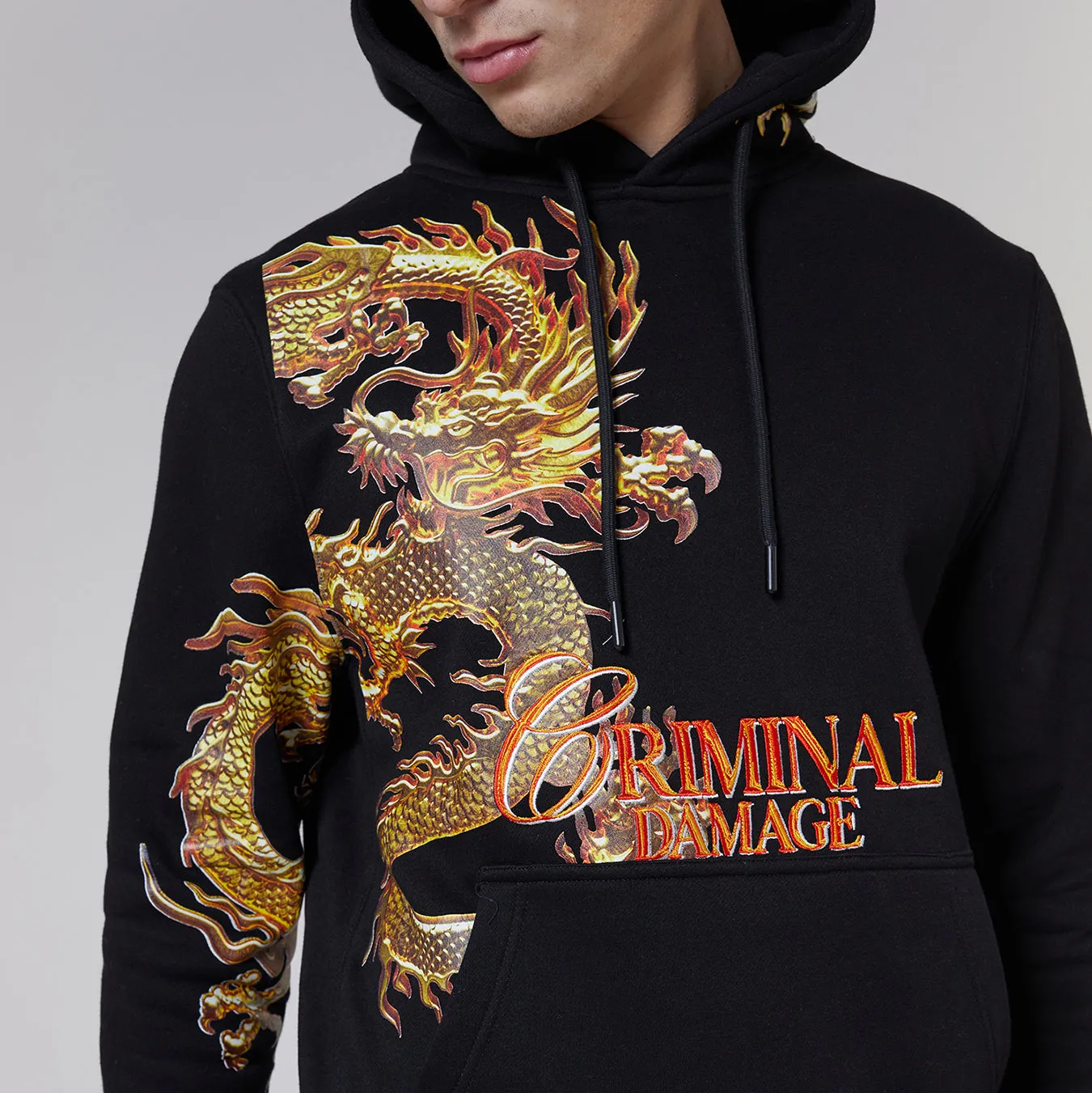 GOLDEN  DRAGON HOOD - BLACK