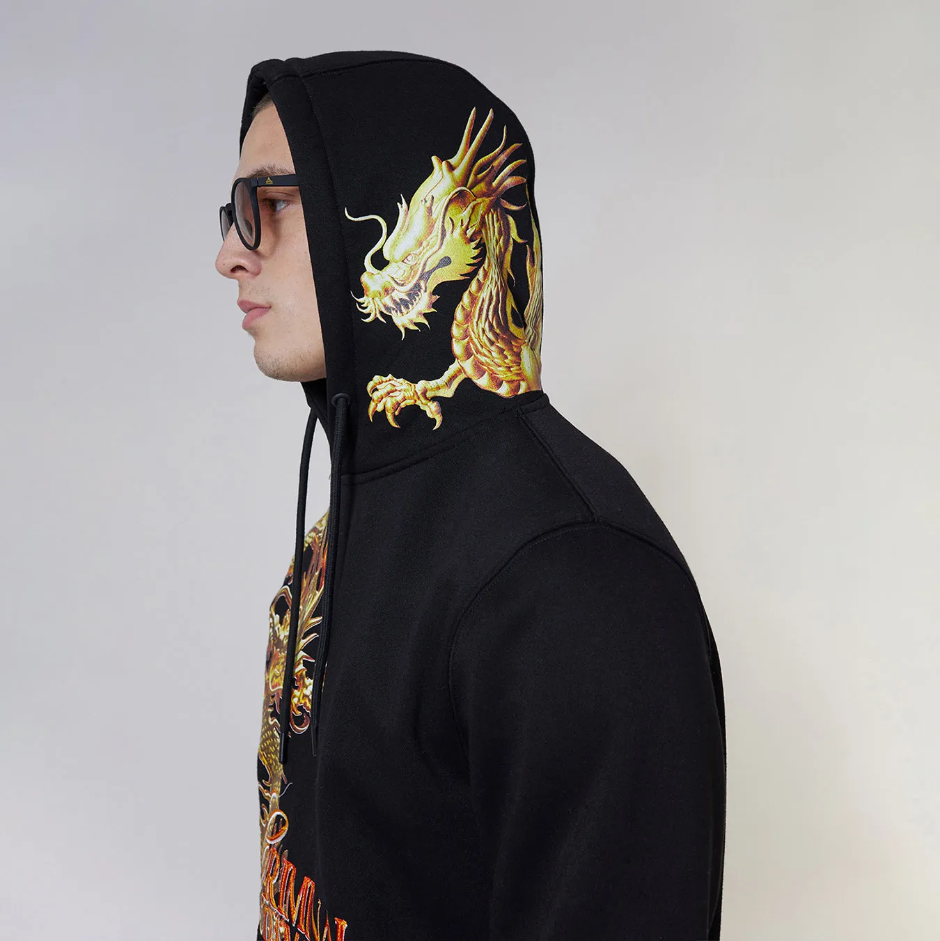 GOLDEN  DRAGON HOOD - BLACK