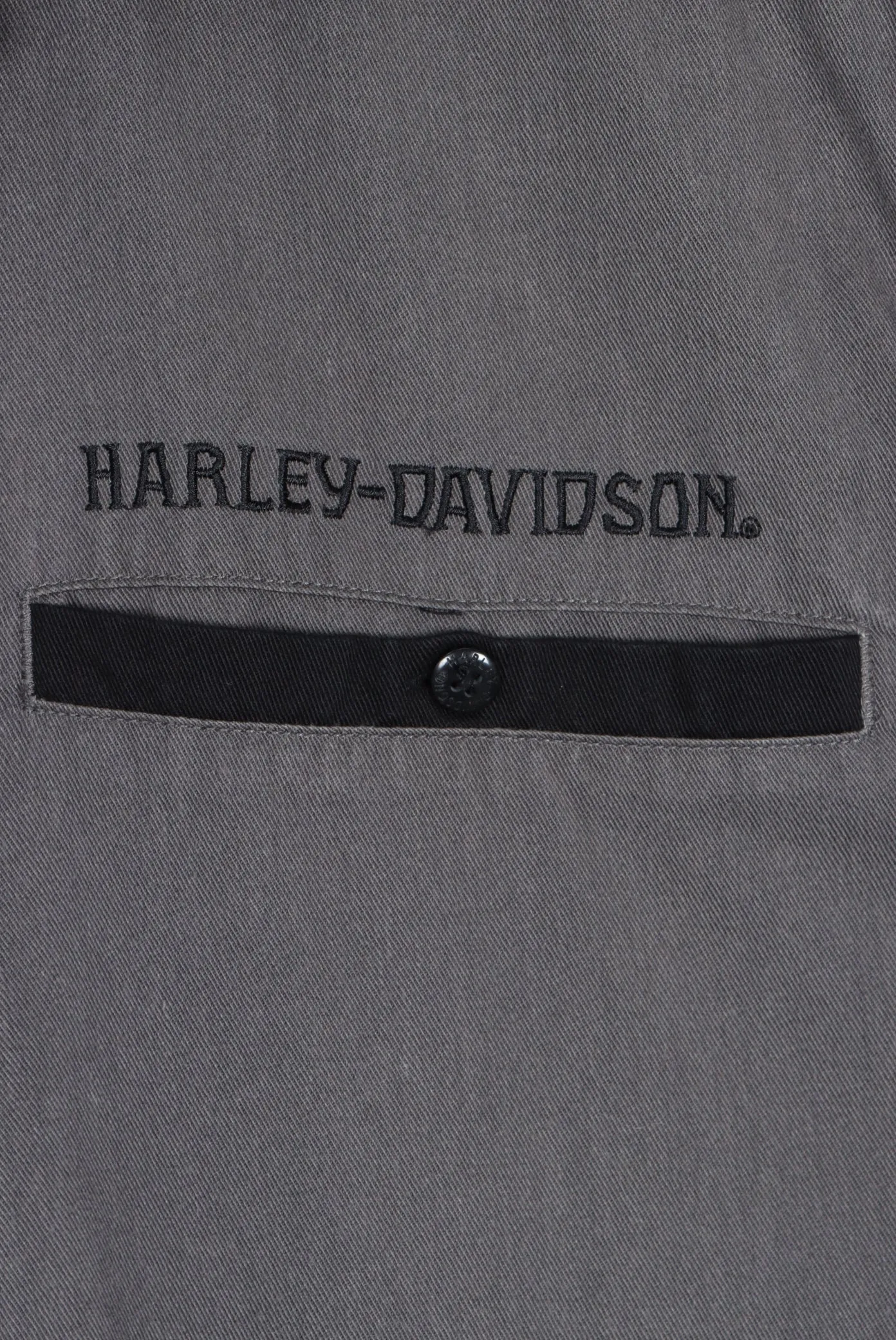 HARLEY DAVIDSON Grey Black Red Spell Out Logo Shirt (L)