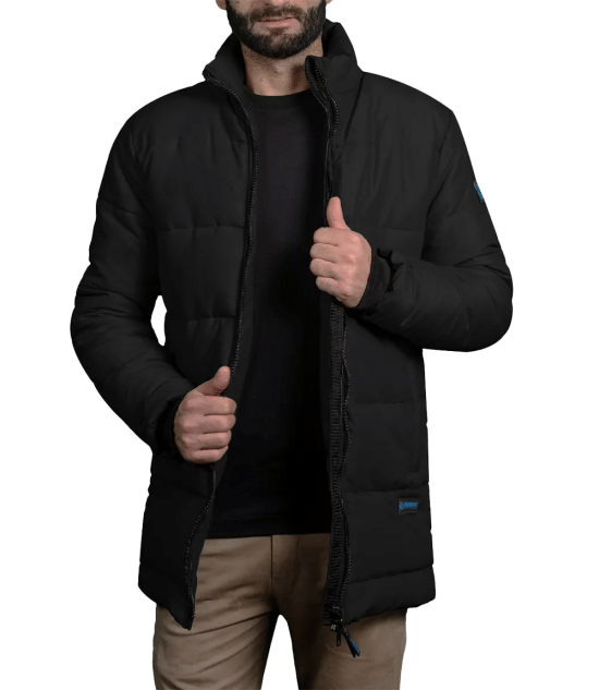 Herman Men's Black Down Puffer Jacket - 3/4 Length Jacket