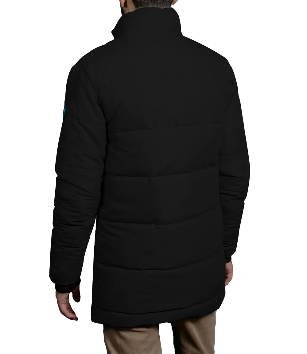 Herman Men's Black Down Puffer Jacket - 3/4 Length Jacket