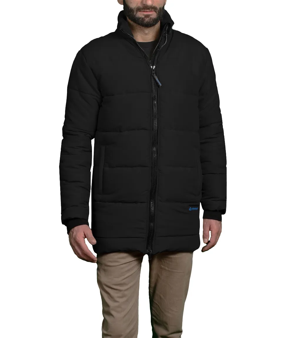 Herman Men's Black Down Puffer Jacket - 3/4 Length Jacket